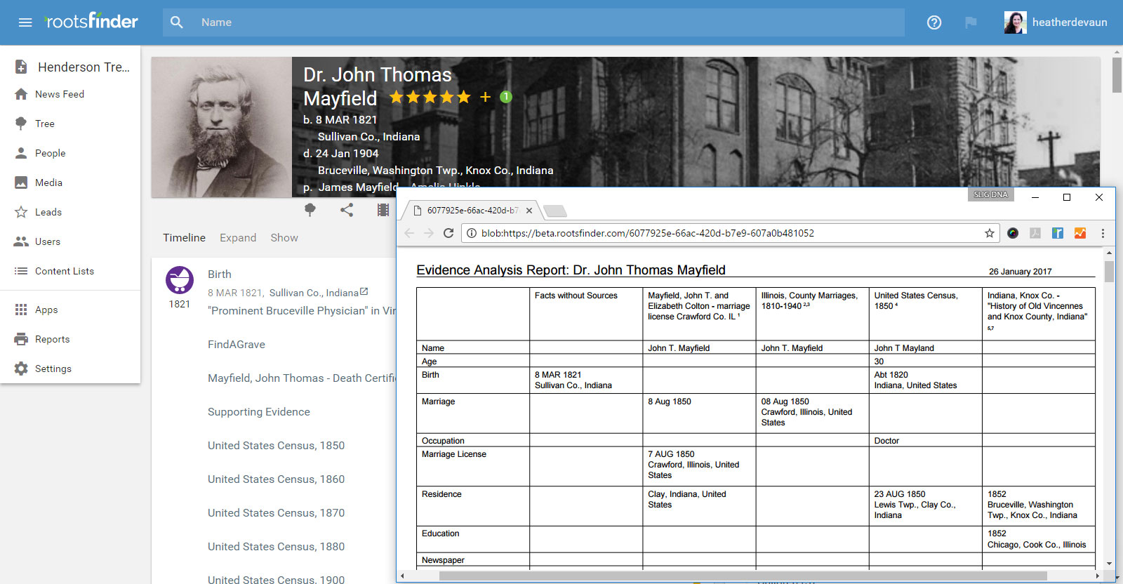 The evidence analysis report is the best new tool for easy family history research